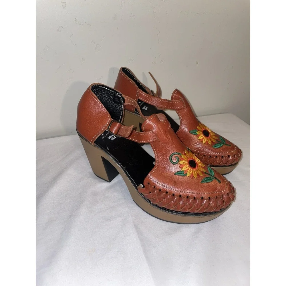 Don Porfirio Huarache Chunky Heels-size Mexico 27 USA 8 Sunflower, Bohemian